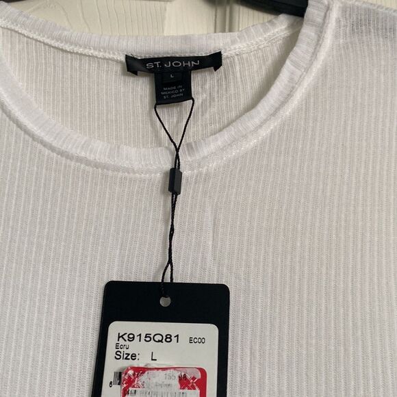 St. John Women’s Knit Ribbed Tee Shirt Top - Picture 3 of 5